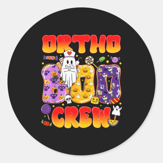 Ortho Boo Crew Ortho Nurse Funny Halloween Ronde Sticker (Voorkant)