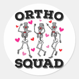 Ortho Squad Dancing Skeleton Valentijn Ronde Sticker