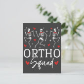 Ortho Squad Dansende Skelet Valentijn Briefkaart (Staand voorkant)