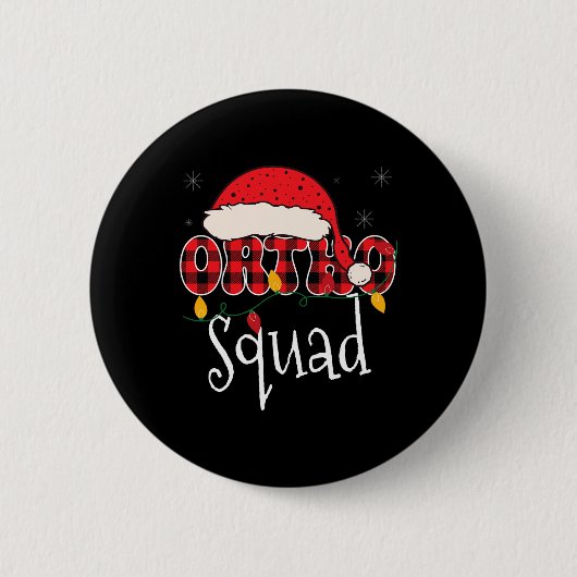 Ortho Squad Plaid Fun Christmas Orthopedie Crew X Ronde Button 5,7 Cm (Voorkant)