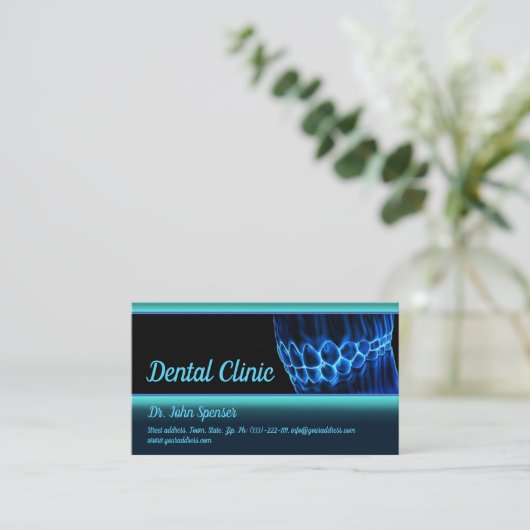 Orthodontist Blauwe Tanden en Tandvlees Visitekaar Visitekaartje (Staand voorkant)