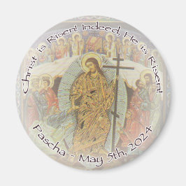 Orthodox Christelijk ENG Christ is Risen 2.25 in. Magneet