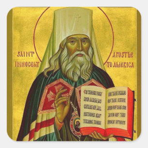 Orthodox Christelijk Icoon van St. Innocentius van Vierkante Sticker