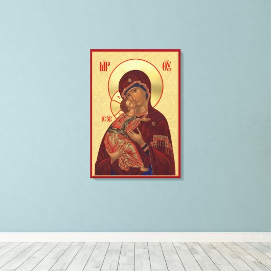 Orthodox icoon - Vladimir Moeder Gods Canvas Afdruk (Insitu (Houten vloer))