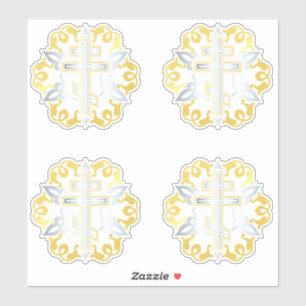 Orthodox kruis goud met Ornamenten Sticker