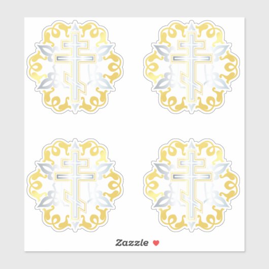 Orthodox kruis goud met Ornamenten Sticker (Vel)