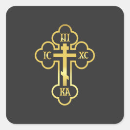 Orthodox Kruis Goud NIKA Vierkante Sticker