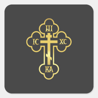 Orthodox Kruis Goud NIKA Vierkante Sticker