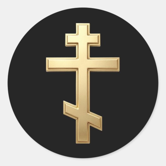 Orthodox kruis ronde sticker (Voorkant)