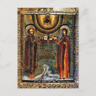 Orthodoxe christelijke icoon van St. Xenia van Rom Briefkaart