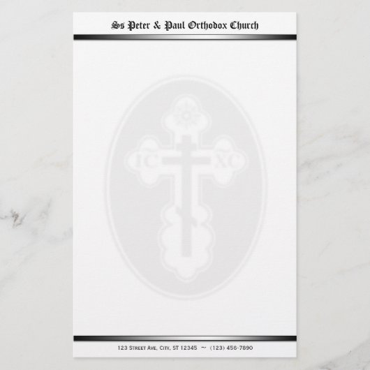 Orthodoxe dwarswatermerkbenodigdheden briefpapier (Voorkant)