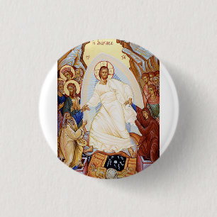 Orthodoxe icoon van de Anastasis Opstanding Ronde Button 3,2 Cm