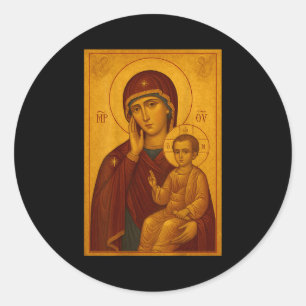Orthodoxe icoon van Theotokos en baby Jezus Christ Ronde Sticker