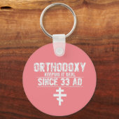 Orthodoxe kerk l Cross l Funny Gezegde l Roze, Sleutelhanger (Voorkant)