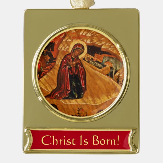 Orthodoxe kerstfeestdagen, symbool verguld banner ornament (Voorkant)