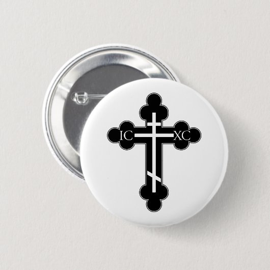 Orthodoxe kruis ronde button 5,7 cm (Voorkant /achterkant)