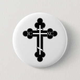 Orthodoxe kruis ronde button 5,7 cm
