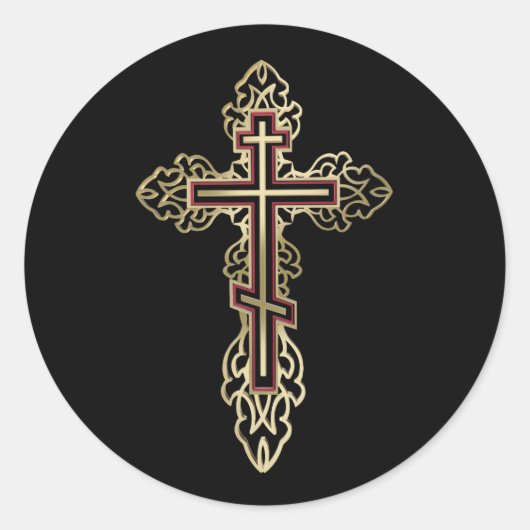 Orthodoxe kruis ronde sticker (Voorkant)