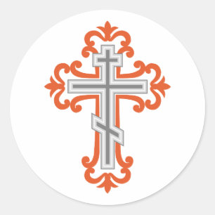 Orthodoxe kruis ronde sticker