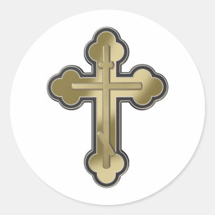 Orthodoxe kruis ronde sticker
