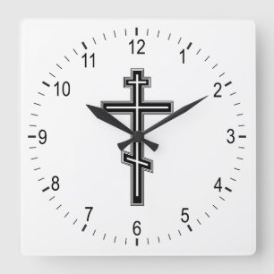 Orthodoxe kruis vierkante klok