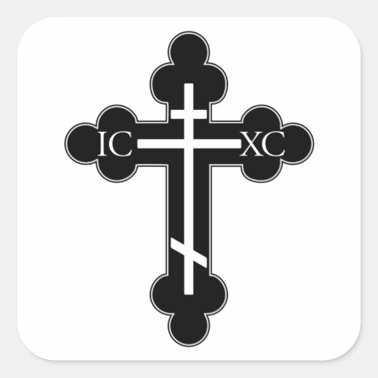 Orthodoxe kruis vierkante sticker (Voorkant)