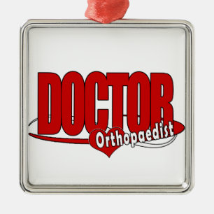 ORTHOPEDIST LOGO BIG RED DOCTOR METALEN ORNAMENT