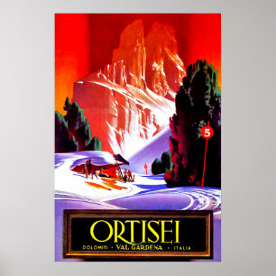 Ortisei, Dolomiti Alps, Val Gardena ski, Italië Poster
