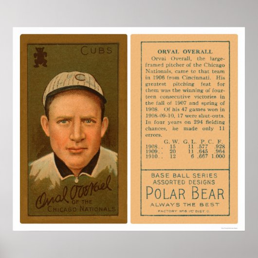 Orval Algehele Cubs Baseball 1911 Poster (Voorkant)