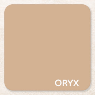 Oryx brown beige kleurnaam vierkante kartonnen onderzetter