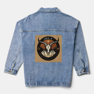 Oryx Emblem – Minimalist Horned Antelope Logo Denim Jacket
