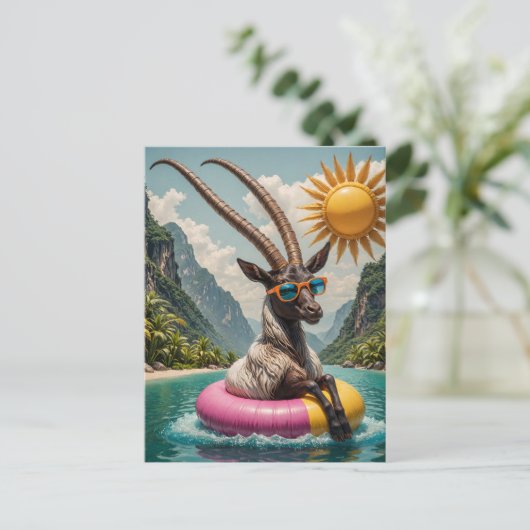 Oryx in Zonnebril geniet van Float Trip Briefkaart (Staand voorkant)