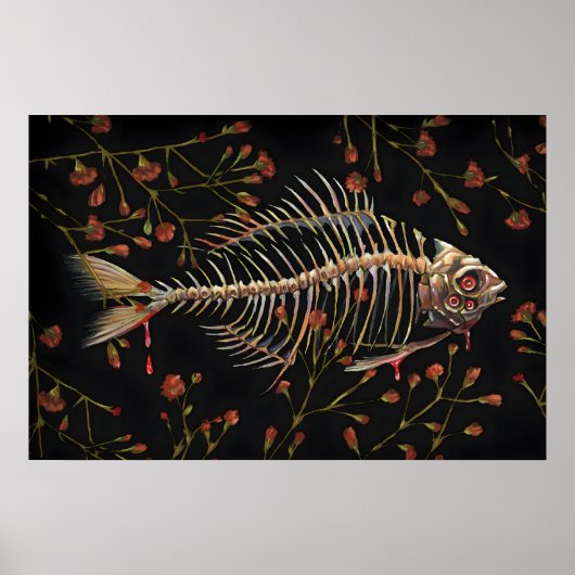 Os de poisson avec fleurs - impression mini 5x7in (Devant)