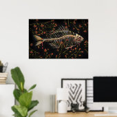 Os de poisson avec fleurs - impression mini 5x7in (Bureau à domicile)