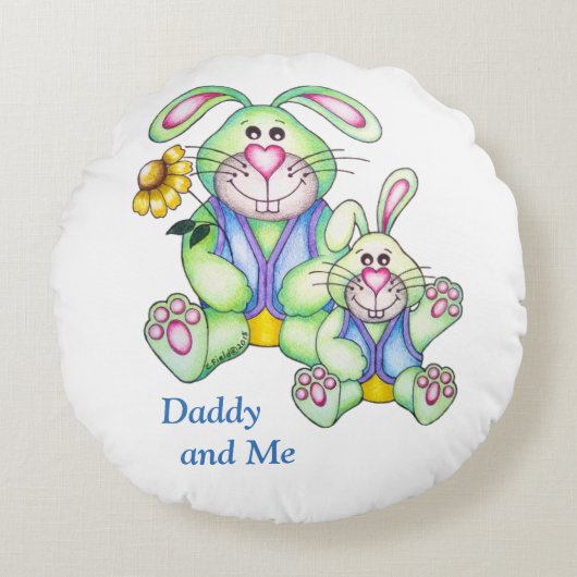 OS mignon "Papa et moi" Bunny Coussin rond (Devant)