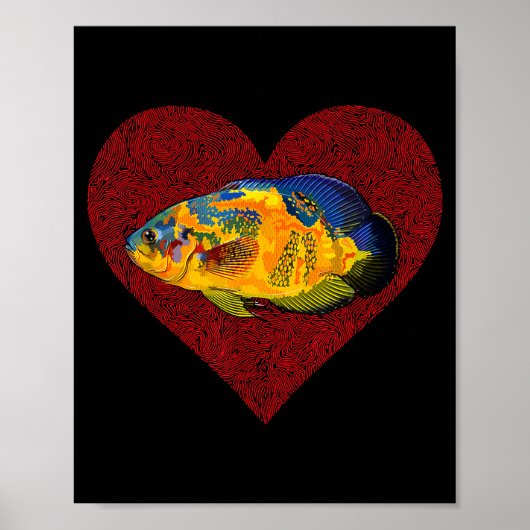 Os Valentines Day Fish Love Fingerprint Poster (Voorkant)