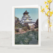 Osaka Castle, Hiroshi Yoshida, Woodcut Kaart (Gele Bloem)