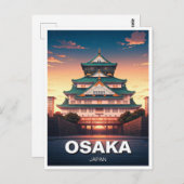 Osaka Castle Japan zonsondergang Reizen Briefkaart (Voorkant / Achterkant)