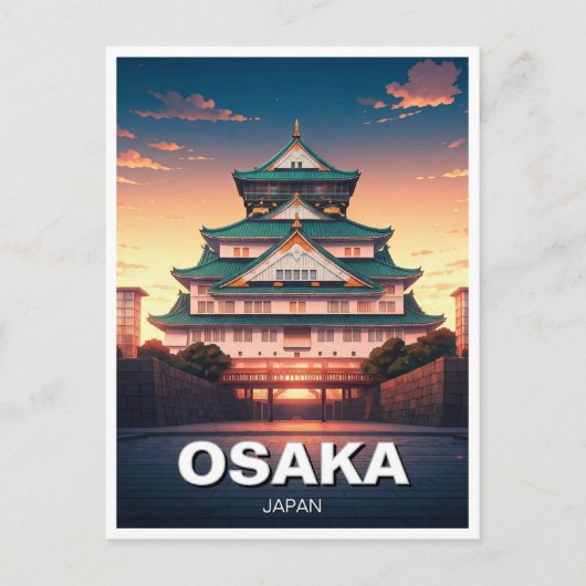 Osaka Castle Japan zonsondergang Reizen Briefkaart (Voorkant)