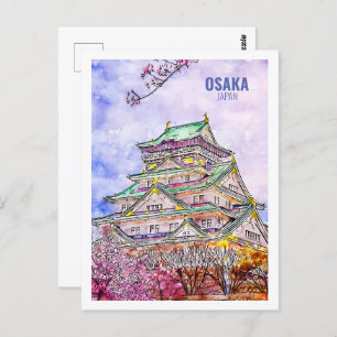 Osaka Japan Famous Travel Waterverf Sketch Briefkaart