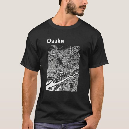 Osaka Japan Klassic City Map Grafisch T-shirt (Voorkant)