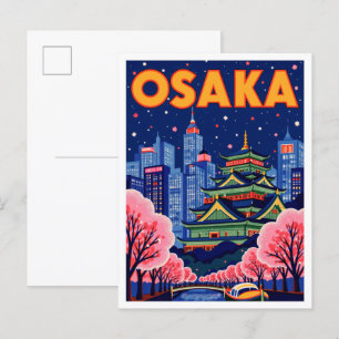 Osaka Japan Kunst Vintage Illustratie Reizen Briefkaart