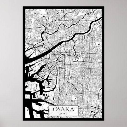 Osaka Japan Map Poster (Voorkant)