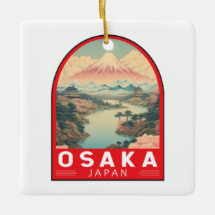 Osaka Japan Mount Fuji Travel Art Embleem Keramisch Ornament