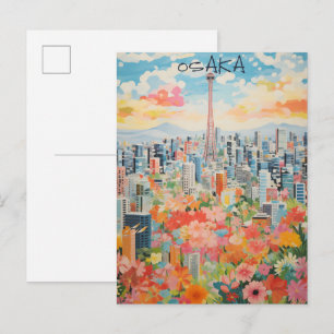 Osaka Japan Reizen Stad Schilderen Esthetisch Briefkaart
