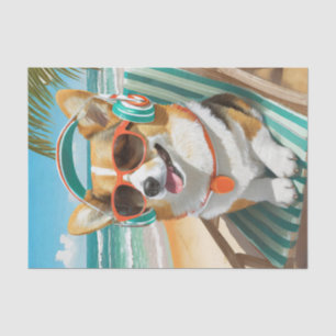 Oscar Chilt Even, Corgi op het Strand Tissuepapier