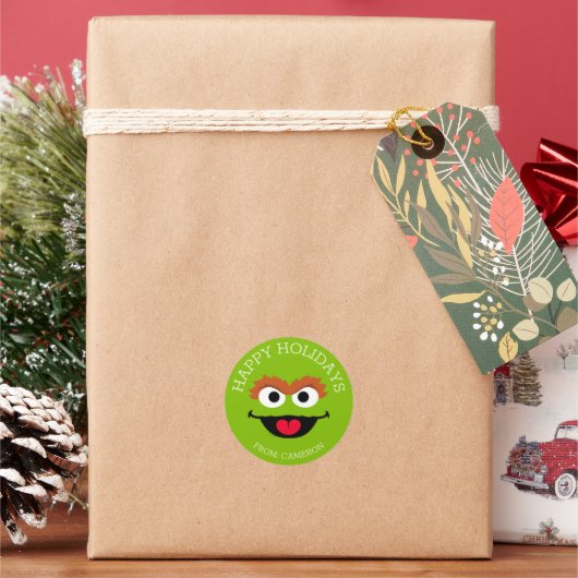 Oscar de Grouch Merry Christmas Gift Label (Feestdagen)