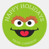Oscar de Grouch Merry Christmas Gift Label (Voorkant)