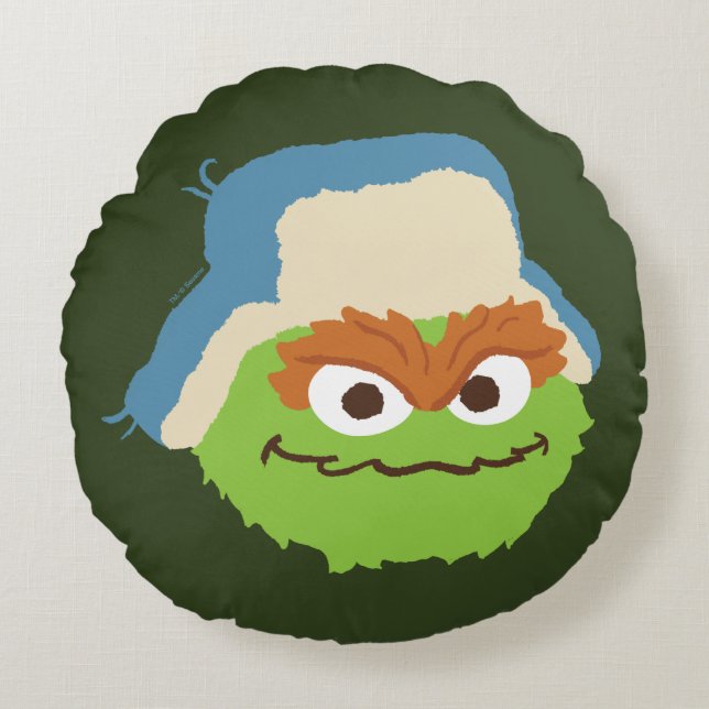 Oscar de Grouch Woodland Face Rond Kussen (Voorkant)