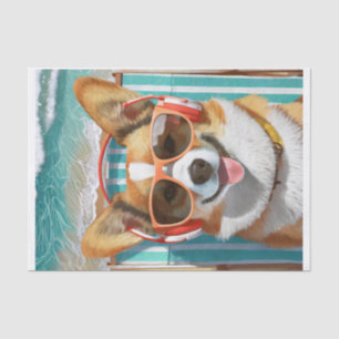 Oscar doet de Riviera, Corgi Genietend van het Lev Tissuepapier